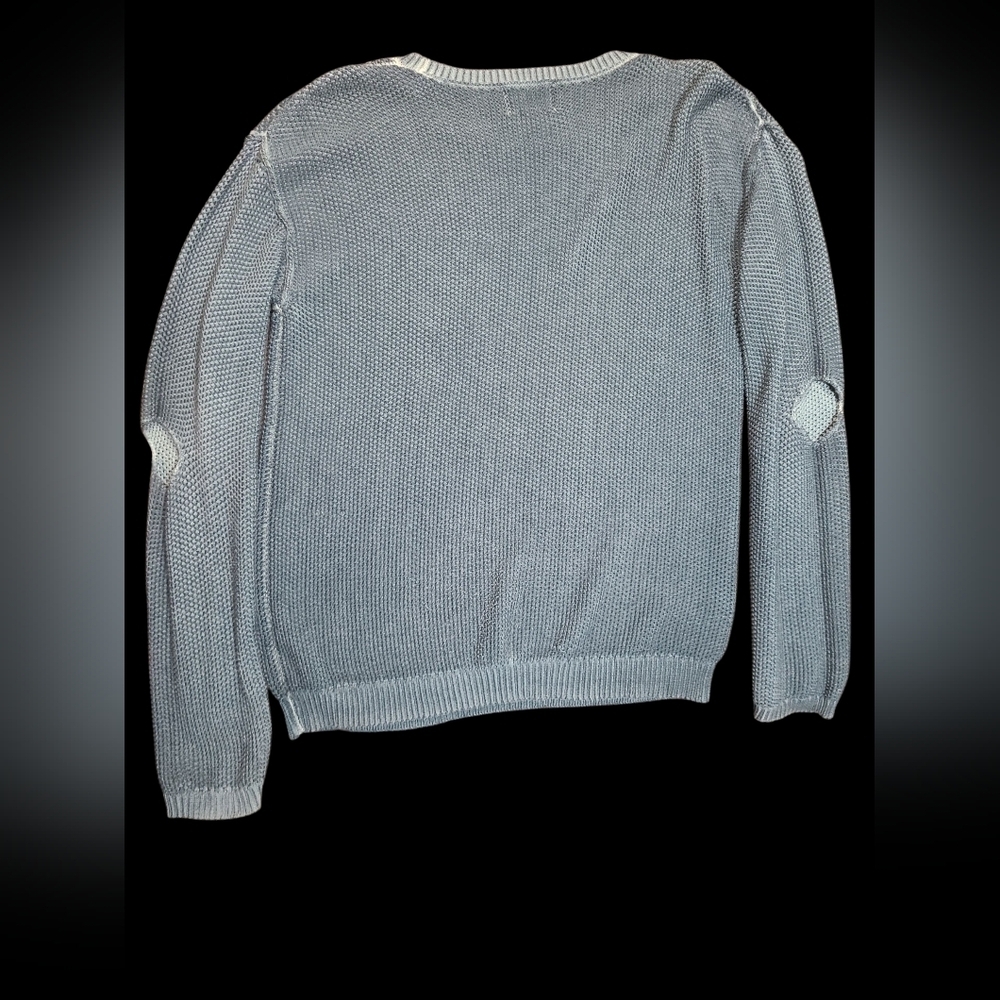 Nation LTD Over Dyed 100% Cotton Cold Elbow Slouchy Blue Sweater Size Large - Picture 3 of 3